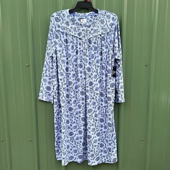 Women’s Knit Velour Long Sleeve Ballet Nightgown Pajama Lounge Size 2X - Picture 1 of 8